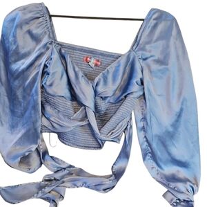 Urban Outfitters Satin Blue Blouse